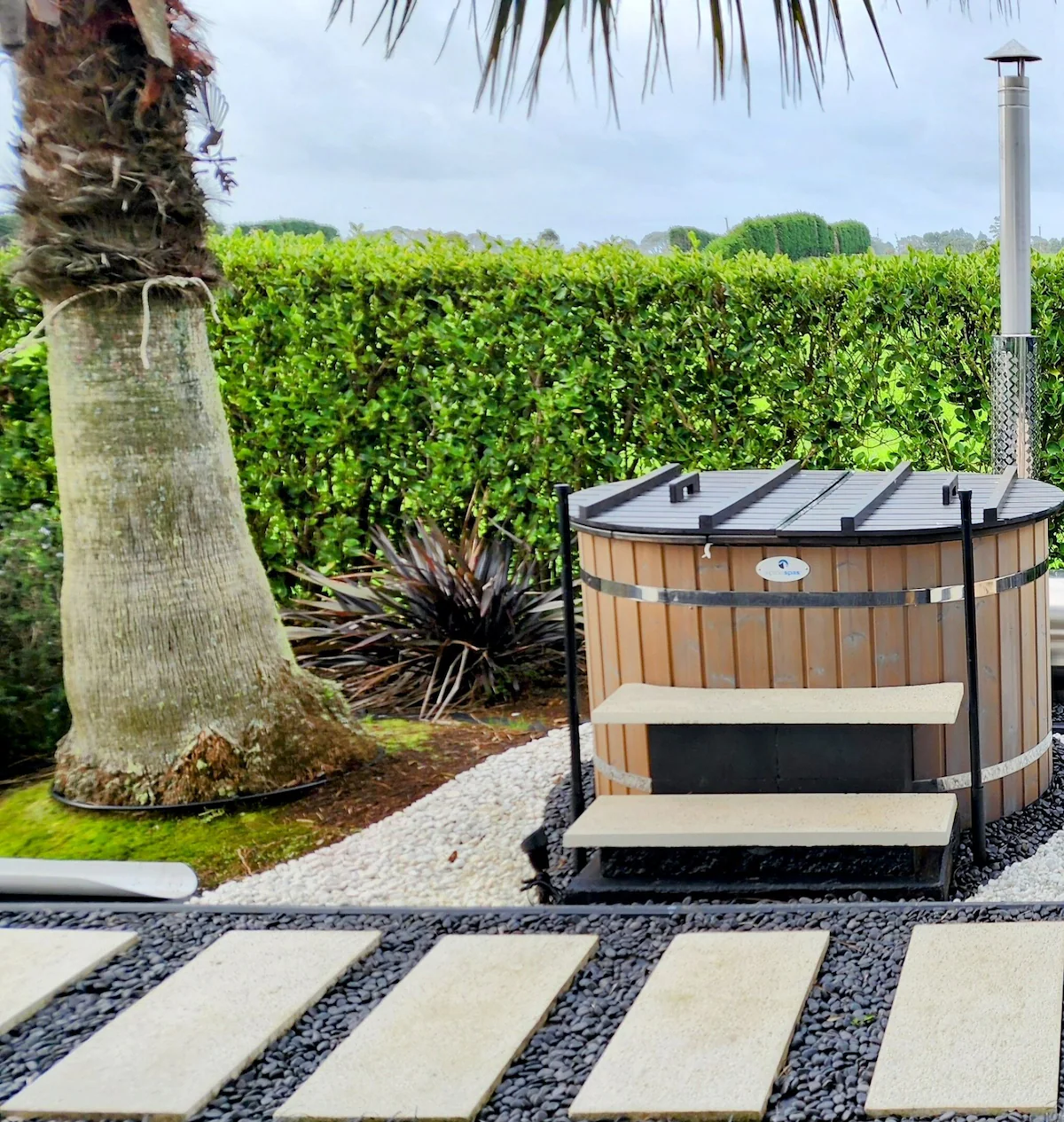 Hot tub view at night
